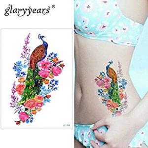 Temporary Tattoo LC-703 Peacock and Flowers
