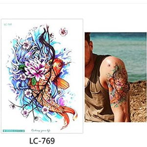 Temporary Tattoo LC-769 Koi Fish and Lotus