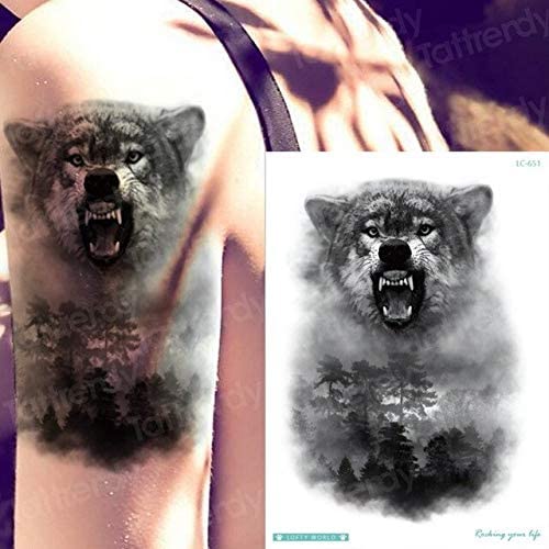 Temporary Tattoo LC-651 Wolf in Forest
