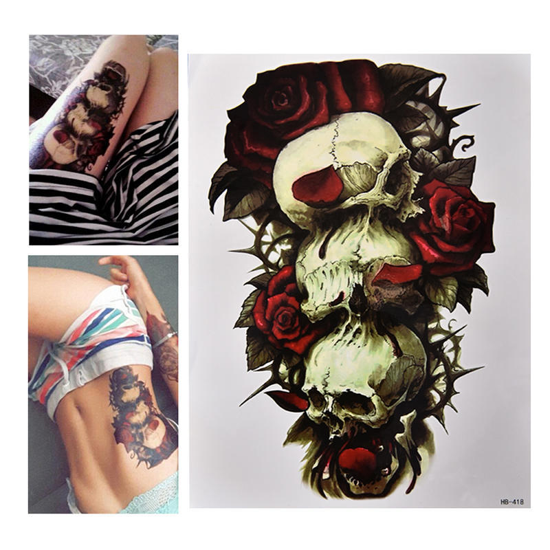 Temporary Tattoo HB-418 Skulls and Roses