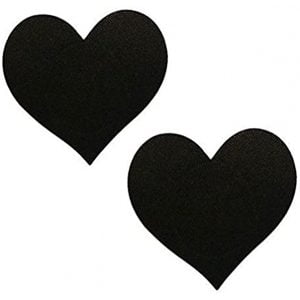 1 Pair of Heart Pasties Black Nipple Covers