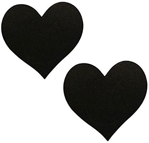 1 Pair of Heart Pasties Black Nipple Covers