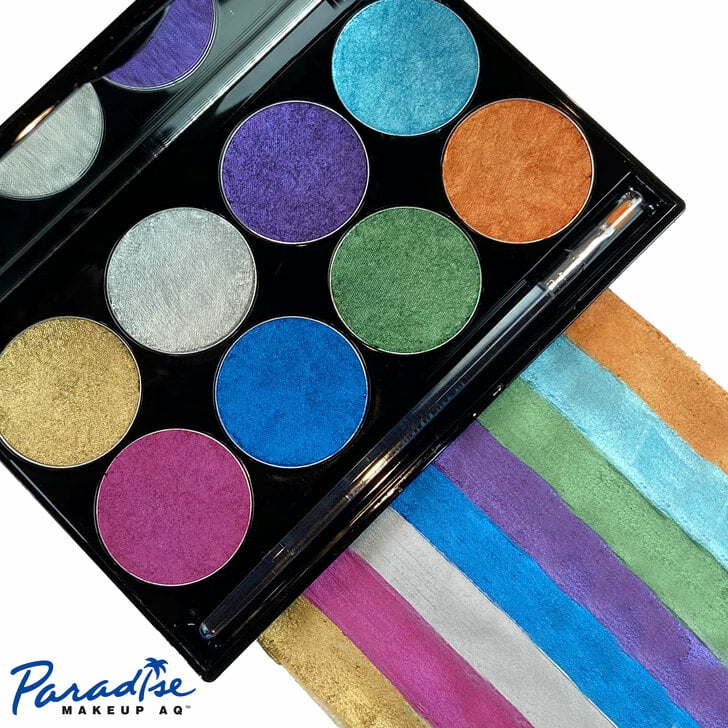 Mehron Paradise Makeup AQ – 8 Color Palette – 'Brillant' (All Metallic Colours)