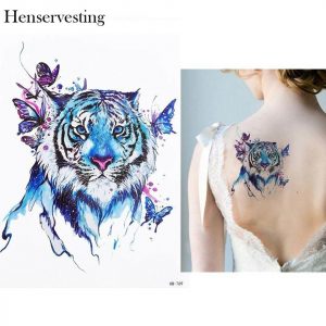 Temporary Tattoo HB-769 Watercolour Tiger and Butterflies