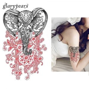 Temporary Tattoo KM-046 Stylised Henna Elephant