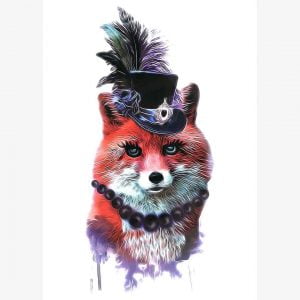 Temporary Tattoo TH-099 Fox in Top Hat