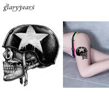Temporary Tattoo KM-069 Skull in Helmet