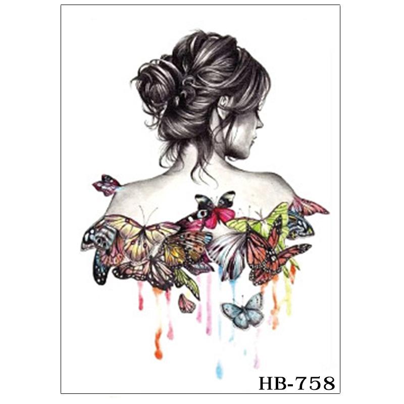 Temporary Tattoo HB-758 Woman and Butterflies