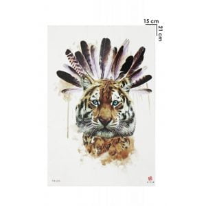 Temporary Tattoo TH-095 Tiger with Feathers