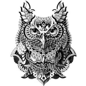 Temporary Tattoo KM-041 Stylised Tribal Owl