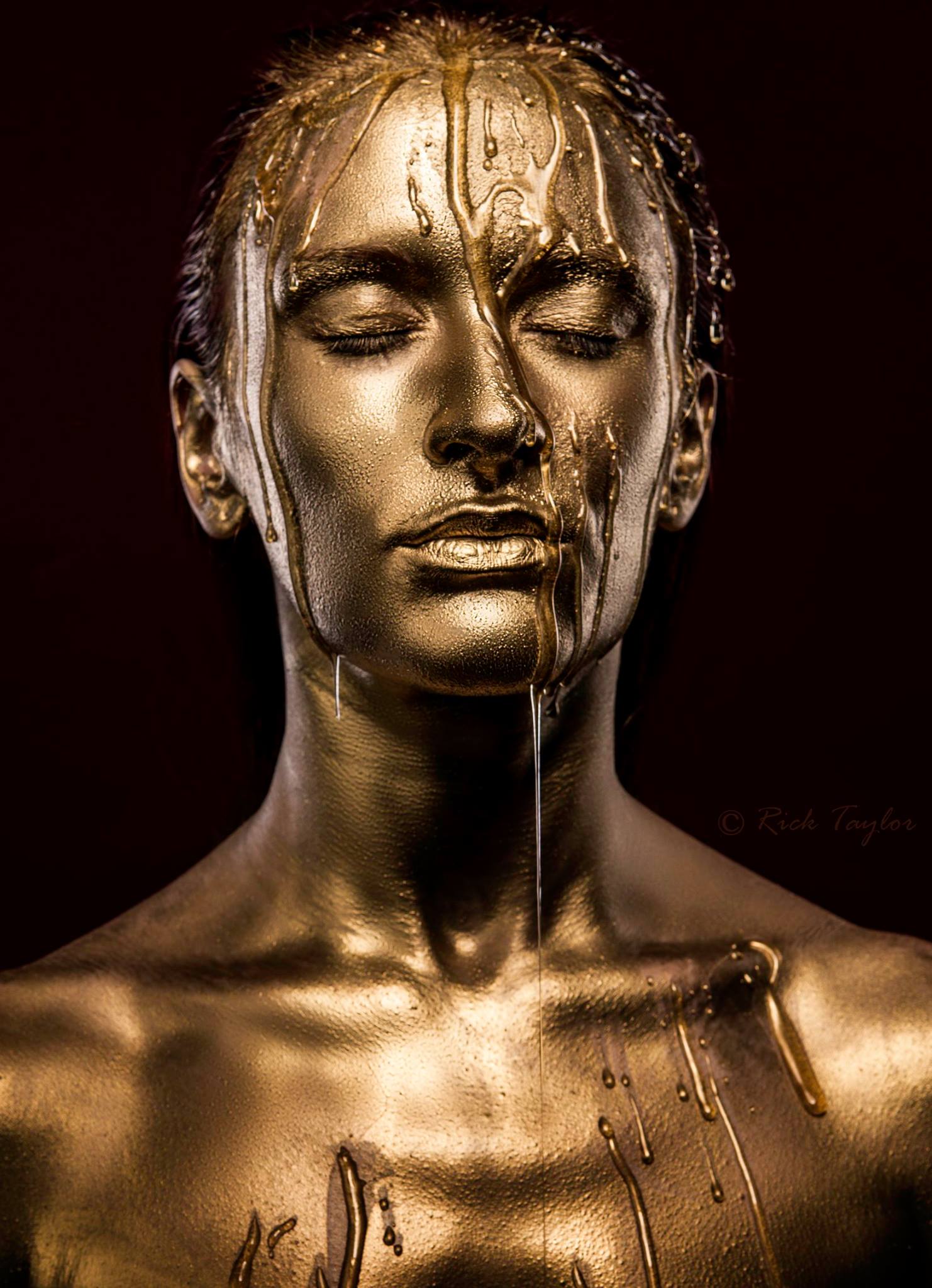 Gold face paint and makeup