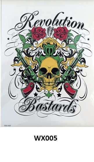 Temporary Tattoo WX-005 Skull Gun Rose Revolution Bastards