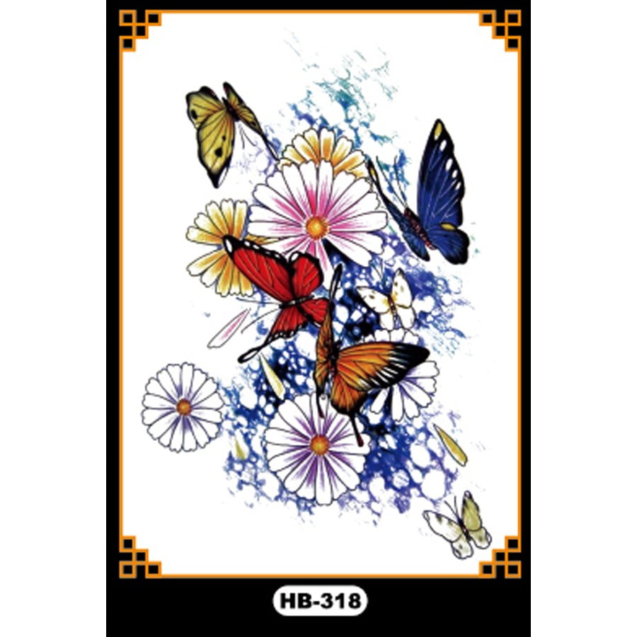 Temporary Tattoo HB-318 Butterflies and Flowers
