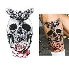 Temporary Tattoo HB-123 Skull Rose and Butterfly