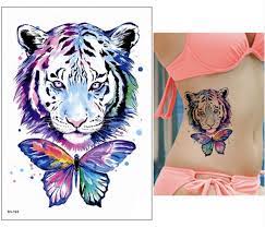 Temporary Tattoo TH-193 Rainbow Tiger and Butterfly