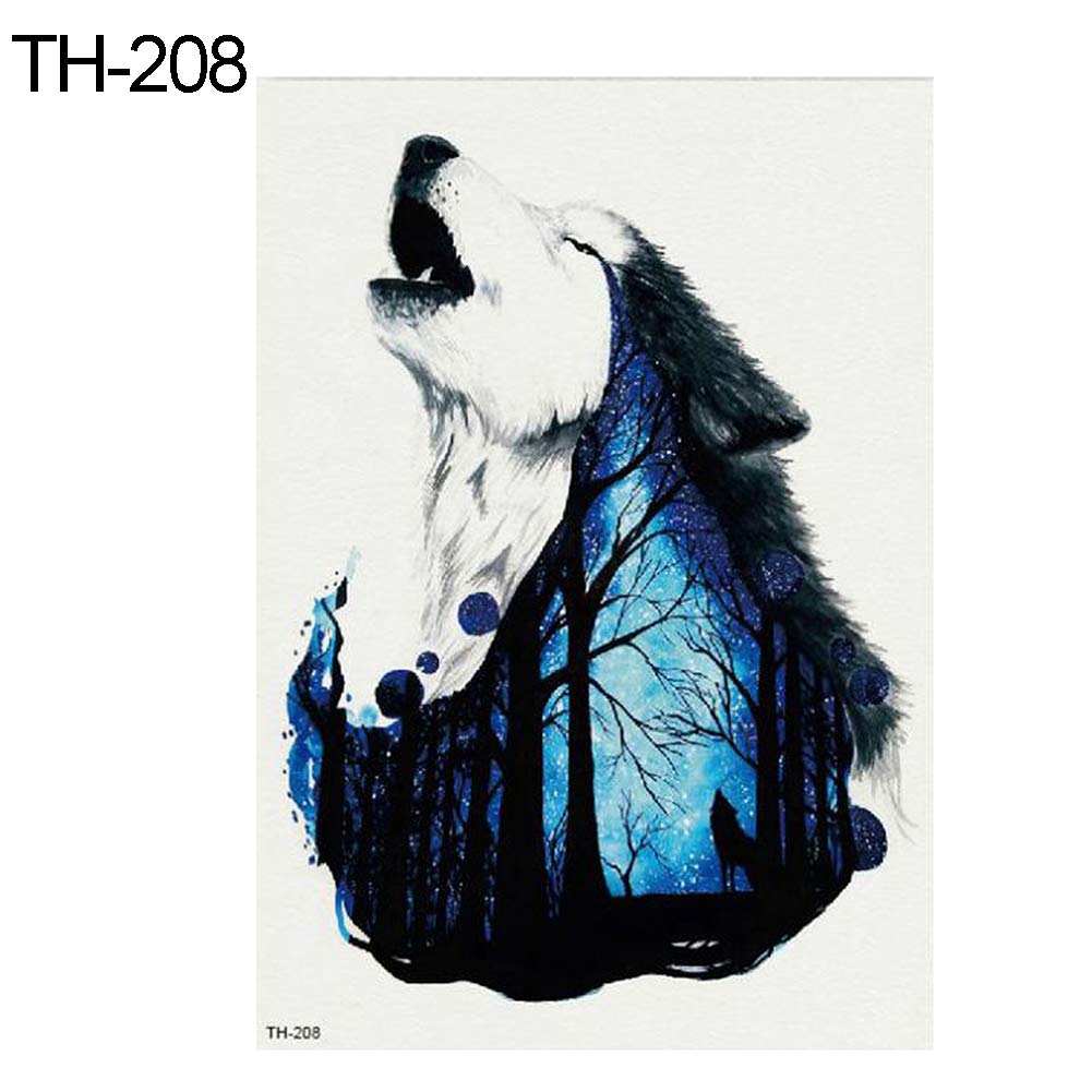 Temporary Tattoo TH-208 Wolf Howling with Night Sky