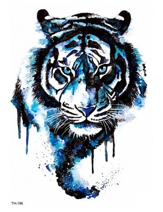 Temporary Tattoo TH-196 Watercolour Blue Tiger