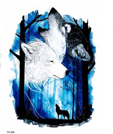 Temporary Tattoo TH-206 Wolves in a Forest