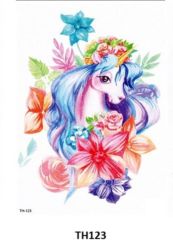 Temporary Tattoo TH-123 Unicorn Watercolour Illustration