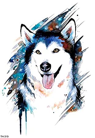 Temporary Tattoo TH-319 Husky Dog Watercolour