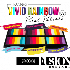 Fusion Body Art Face Paint Palette - Leanne's Vivid Rainbow - Petal Palette