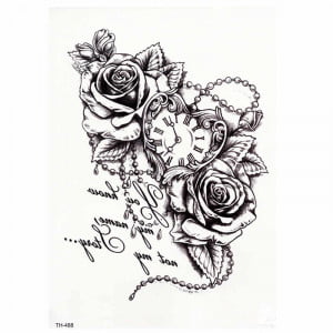 Temporary Tattoo TH488 Rose Clock