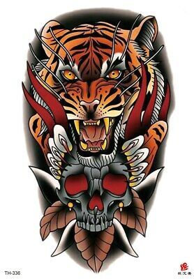 Temporary Tattoo TH-336 Tiger with Skull