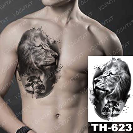 Temporary Tattoo TH-623 Lion & Tree at Night