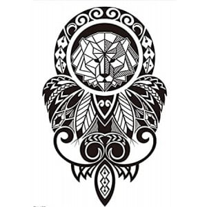 Temporary Tattoo TH-455 Stylized Lion with Feathers