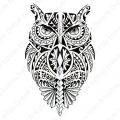 Temporary Tattoo TH-553 Polynesian Owl