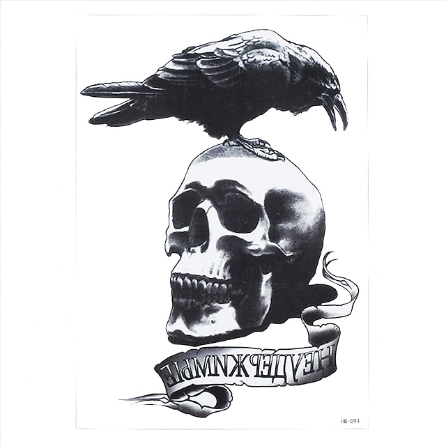 Temporary Tattoo HB-094 Skull with Raven