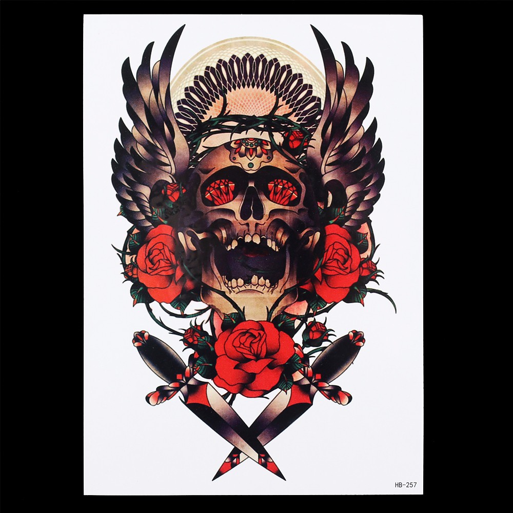 Temporary Tattoo HB-257 Skull and Roses