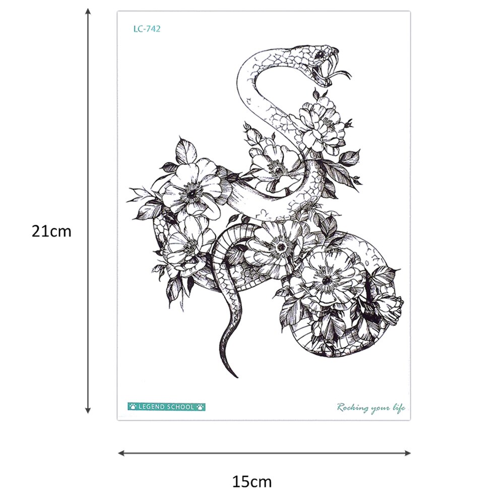 Temporary Tattoo LC-742 Floral Snake
