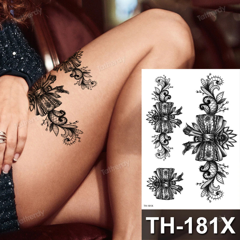 Temporary Tattoo TH-181 Lace Garter Bow