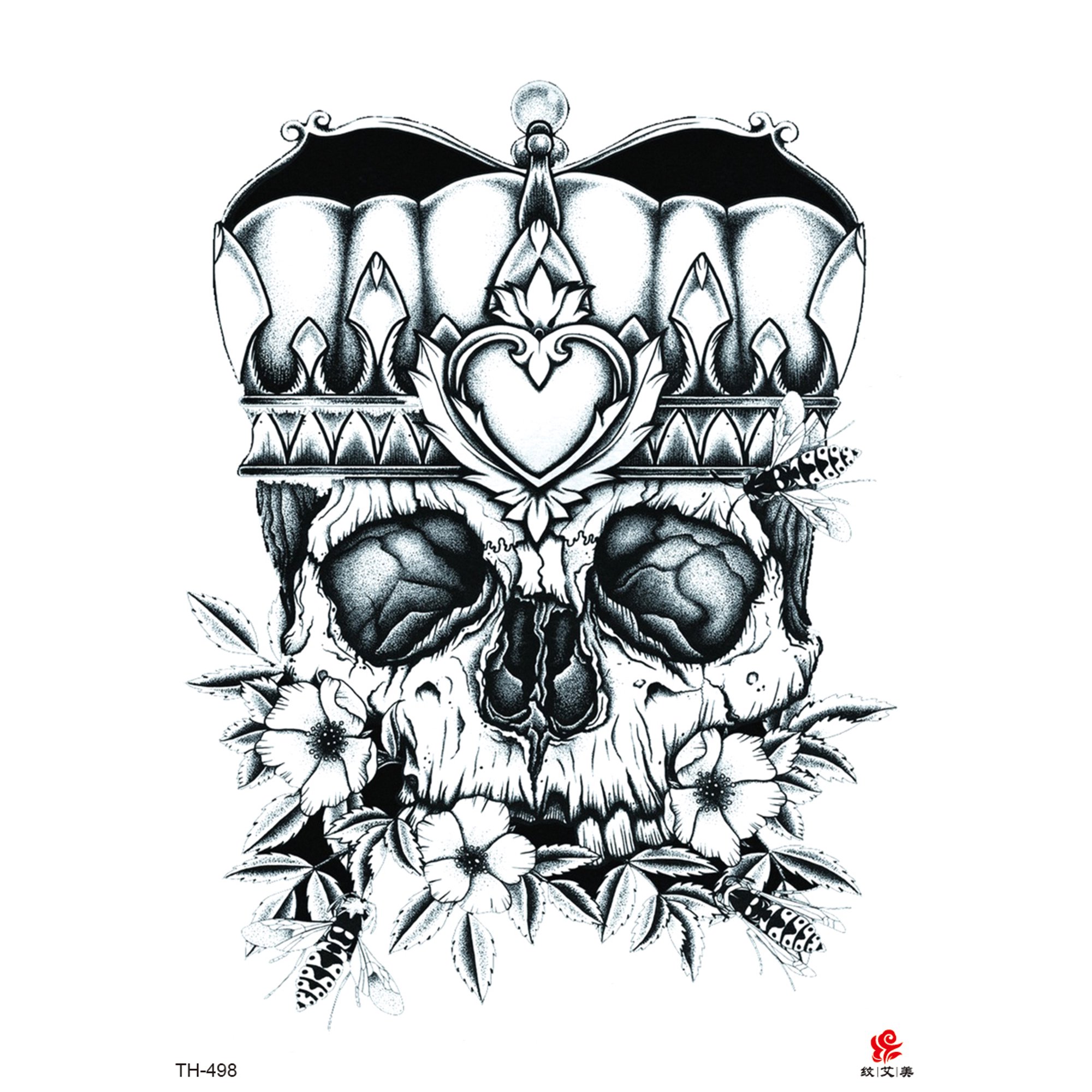 Temporary Tattoo TH-498 Skull With Crown