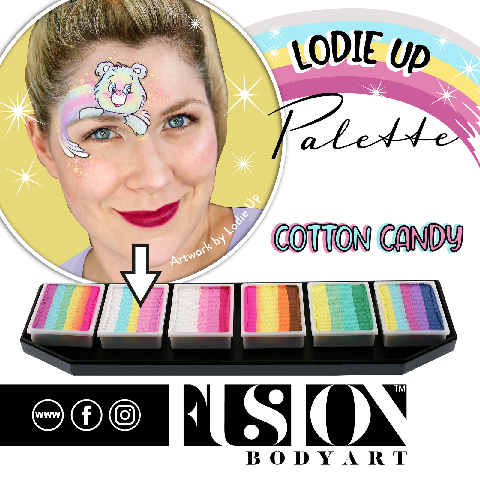 Fusion Body Art Split Cake Palette - Lodie Up Cute Pastel Rainbow Palette