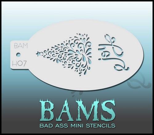 Bad Ass Stencils BAM H07 Joy Christmas Tree Stencil