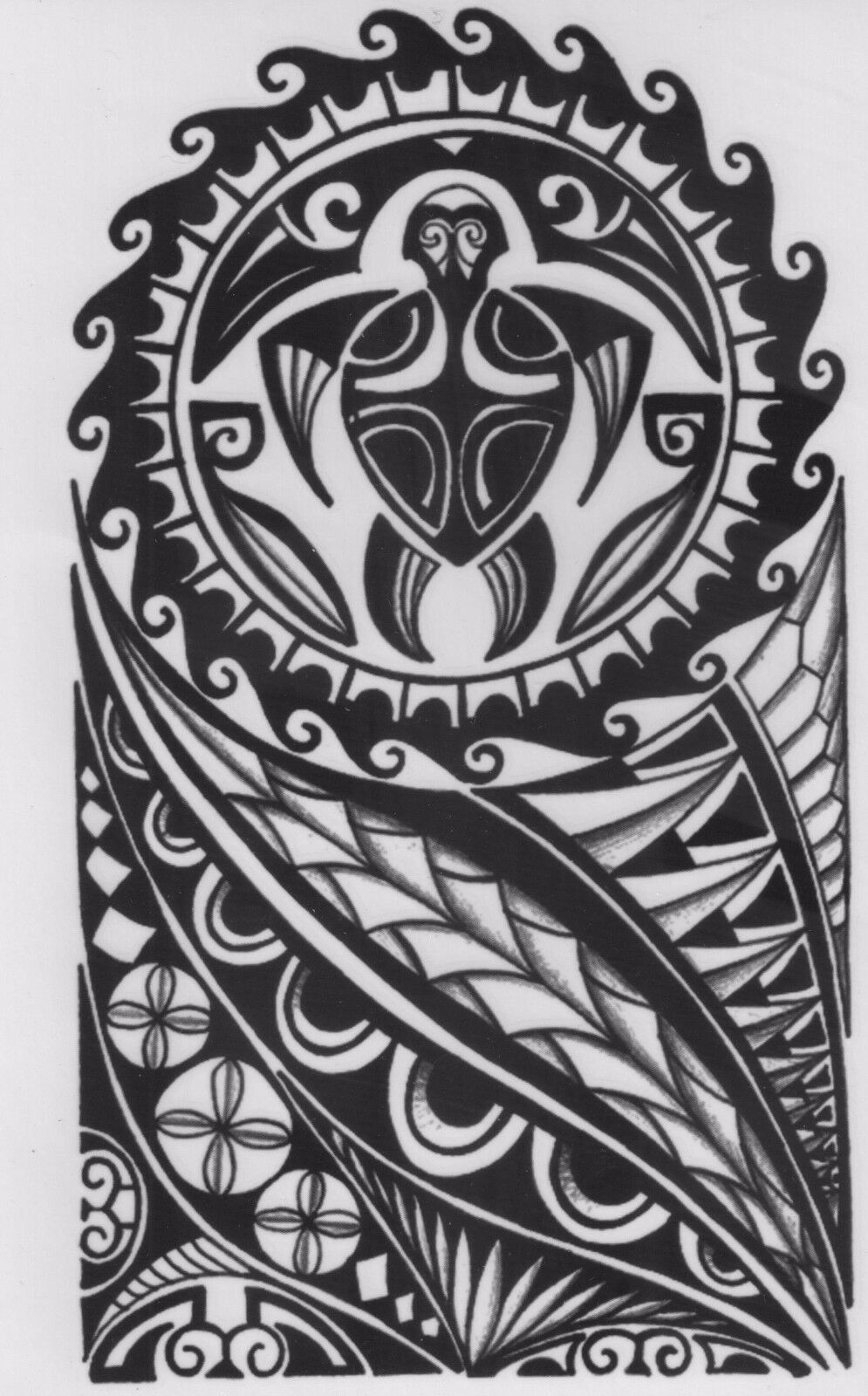 Temporary Tattoo HB-857 Tribal Maori Turtle