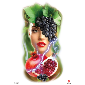 Temporary Tattoo TH-527 Women Grapes Fruits
