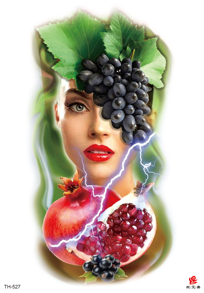 Temporary Tattoo TH-527 Women Grapes Fruits