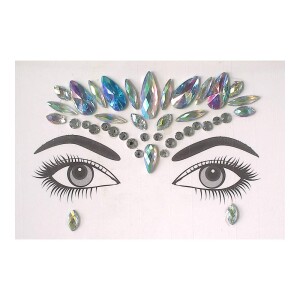 Face Gems - LS1013 Blue and Iridescent Silver Eye Design