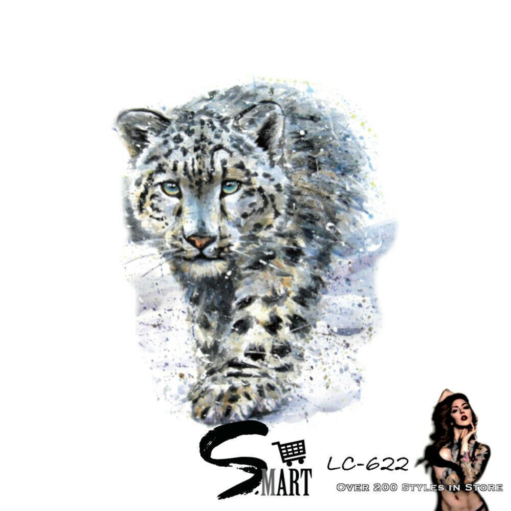 Temporary Tattoo LC-622 Snow Leopard Wild Cat