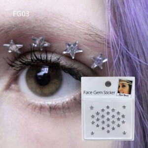 Rhinestones Self Adhesive Glitter Face Gems - FG03 Silver Stars