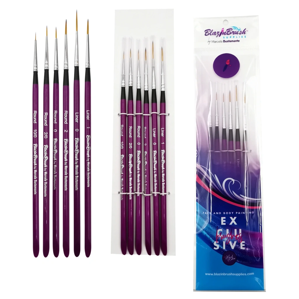 Blazin Brush - Face Painting Brush by Marcela Bustamante - Set of 6 Details Collection