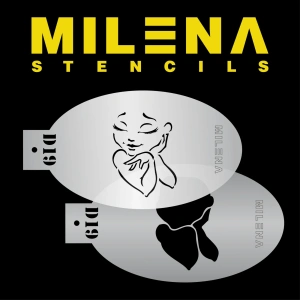 Milena Stencils - D19 - Cute Face Closed Eyes Double Stencil