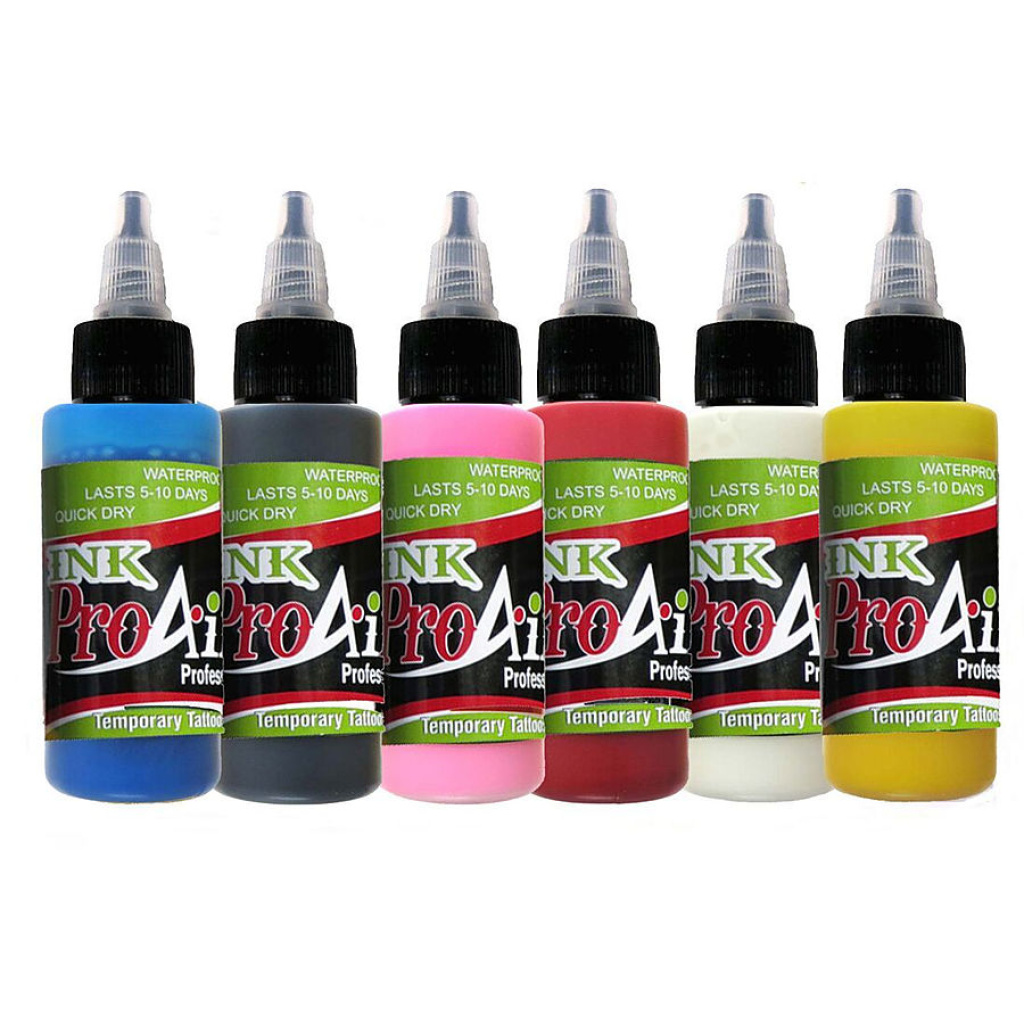 ProAiir Temporary Tattoo INK Basic Colors Pack 6 x 30ml (1oz) Airbrush paint