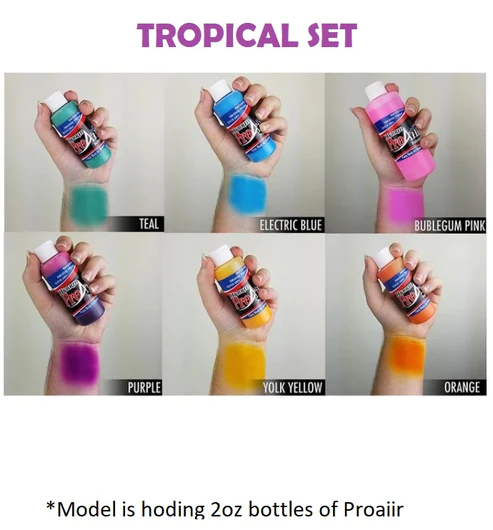 ProAiir Hybrid Tropical Colours Pack 6 x 30ml (1oz) Airbrush paint