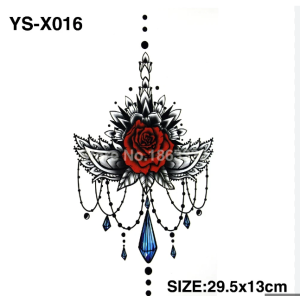 temporary tattoo YS- X016 Rose with Gemstones