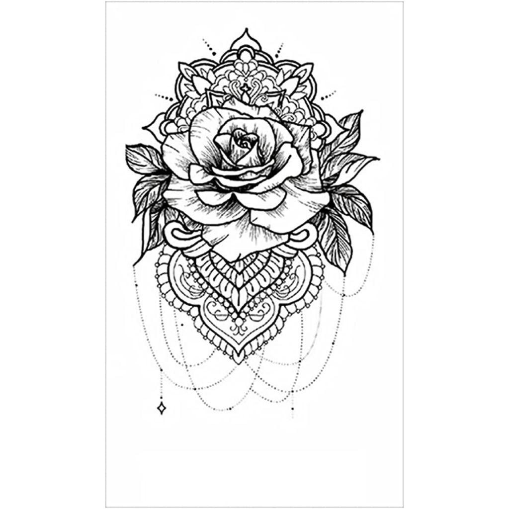 Temporary Tattoo TBS-8047 Big Rose with design | Dublin Body Paint