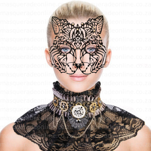 Face Lace - Bastet (Black) Tiger Face Lace with Diamante